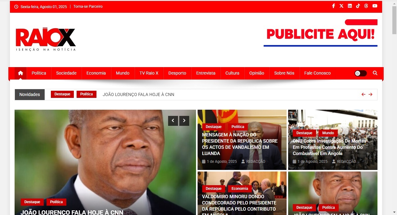 Website Jornal RAIO X
